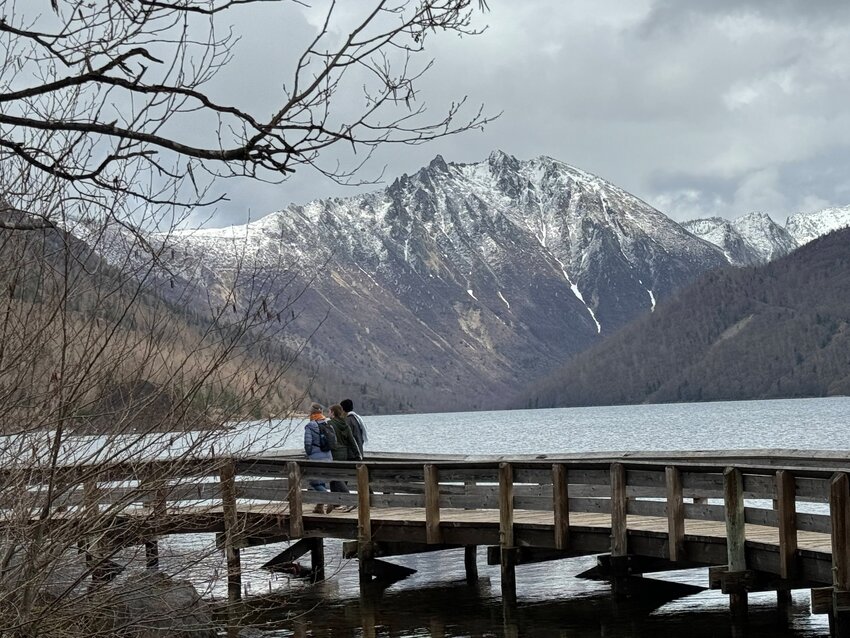 Mount St. Helens itself was hiding behind the clouds, but the jagged foothills around the volcano made for a picturesque setting as columnist Brian Mittge and his family walked on the boardwalk at Coldwater Lake and later on the nearby Hummocks Trail.