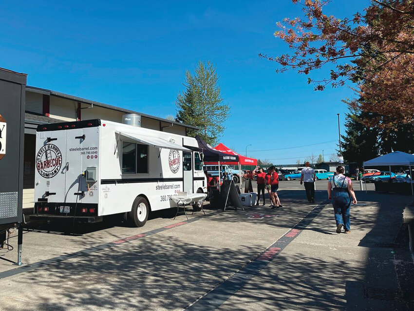 Worthy Coffee Co. and Steele Barrel BBQ set up shop outside Yelm High School in 2023's edition of the Nisqually Valley Spring Expo.