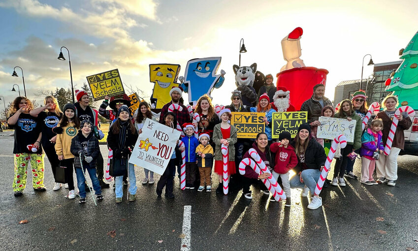 Members of the Yelm Community Schools district show their support for the replacement levy in this provided photo prior to the February 2024 special election.