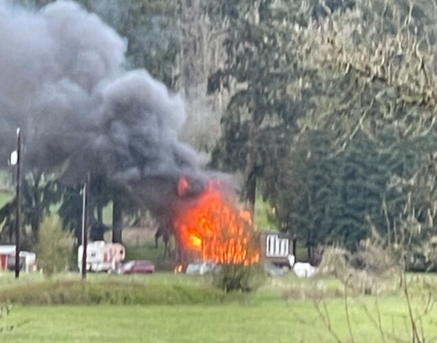 No injuries were reported in a fully involved house fire on Shafer Road in Centralia on Monday.&nbsp;