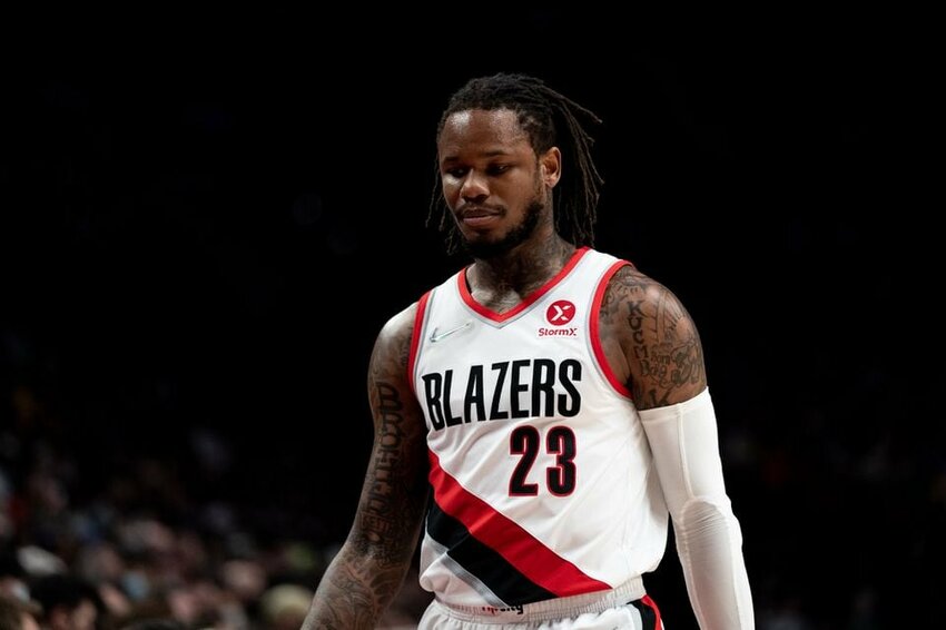 Ben McLemore looks on as the Portland Trail Blazers take on the Golden State Warriors at the Moda Center on Thursday, Feb. 24, 2022. Golden State won 132-95.