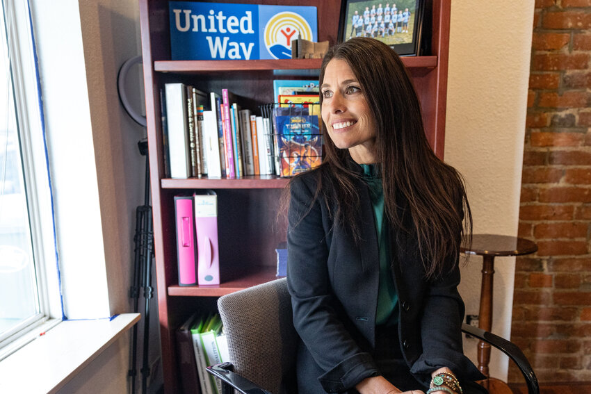 United Way Director Annie Oien pictured in her office at the United Way in Chehalis on Tuesday, April 9.
