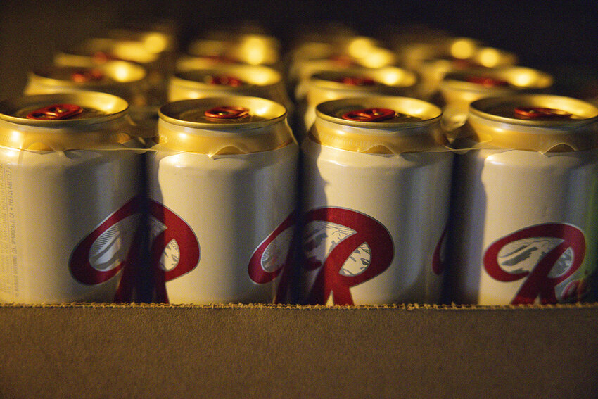 Tallboys of Rainier Beer seen in a cooler at Al's Tavern in Seattle on Thursday, April 11, 2024.