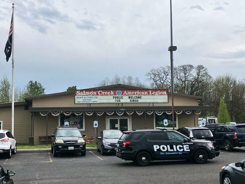 A carjacking suspect died after a shooting inside the Salmon Creek American Legion building in Vancouver, Washington, Saturday, April 13, 2024.