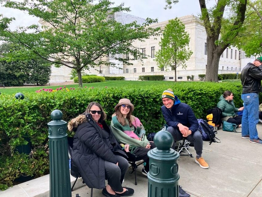Grants Pass resident Cindy Ogier and her daughter Vanessa Ogier arrived in Washington, D.C., Saturday, and snagged the first spot in line to camp outside the U.S. Supreme Court, hoping to be among those allowed in the limited public seating for Monday.