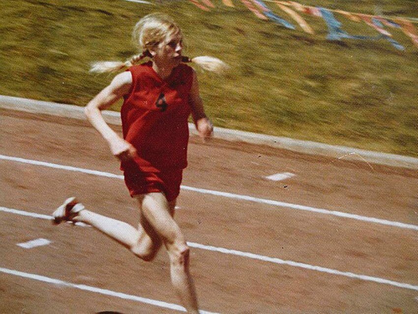 Patsy Walker competes at Yelm High School during the 1970s.