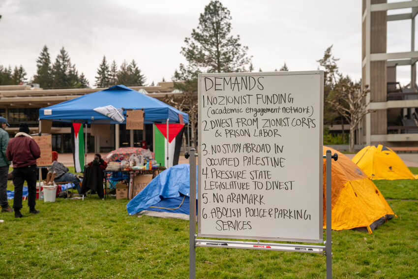 Students of The Evergreen State College have occupied part of the institution&rsquo;s Red Square as part of a movement across the country in solidarity with Palestinians in Gaza.