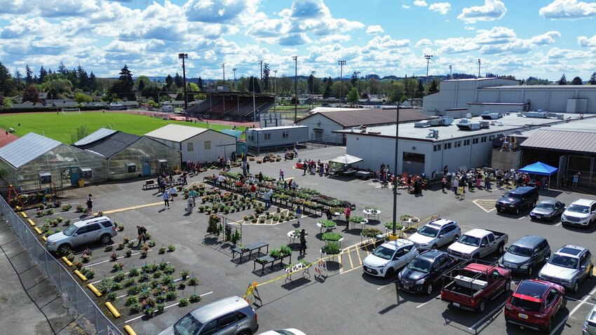 The W.F. West High School Home and Garden Show in Chehalis pictured from above on Thursday, May 2.