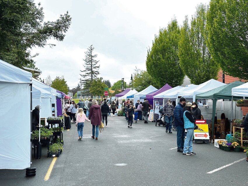 Yelm Farmers Market featured a busy atmosphere in the morning hours of May 4.