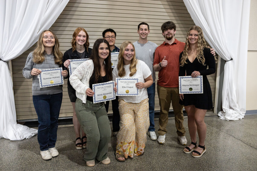 The Centralia-Chehalis Chamber of Commerce Rob Fuller Scholarship recipients at the Rob Fuller Luncheon at Jester Auto Museum in Chehalis on Tuesday, May 7.