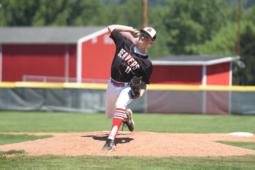 Tenino's Hunter Sweet swings at a pitch during Tenino's 11-0 loss to Seton Catholic in the 1A District 4 title game at Castle Rock on May 11.