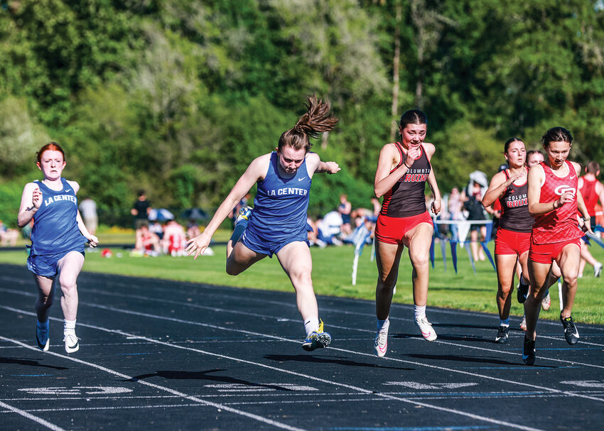 La Center Wildcat track and field athletes compete in the 1A Trico League sub-districts at La Center High School during high temperatures on Friday, May 10.