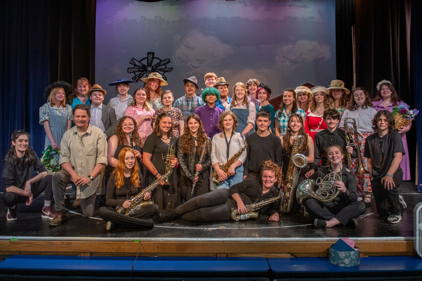 The cast of Rochester High School&rsquo;s spring musical &quot;Out of Towners&quot; poses for a photo ahead of a dress rehearsal at Rochester High School on Monday, May 13.