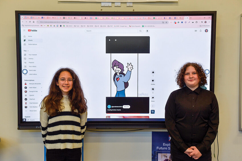 On June 26, View Ridge Middle School students Naomi Heim (left) and Ecco Buzby will present their animated film “Healing Broken Hearts” at the 2024 National Technology Student Association (TSA) Conference in Orlando, Florida.
