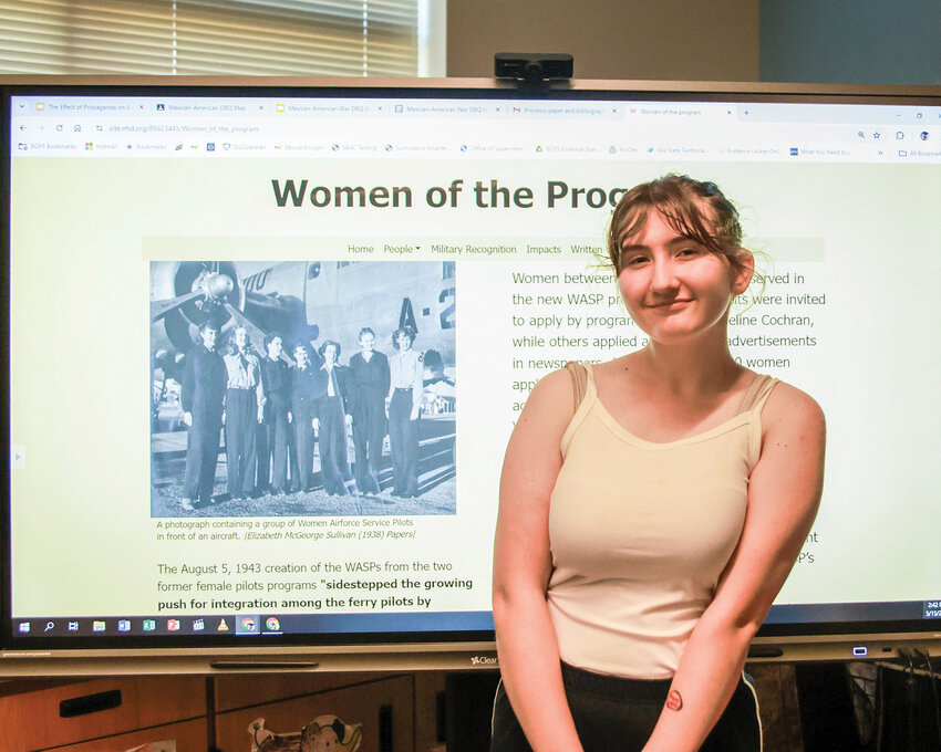 Nicole Terry, an eighth grader in Chief Umtuch’s National History Day program, will head to the national tournament with her website project about the Women’s Airforce Service Pilots.