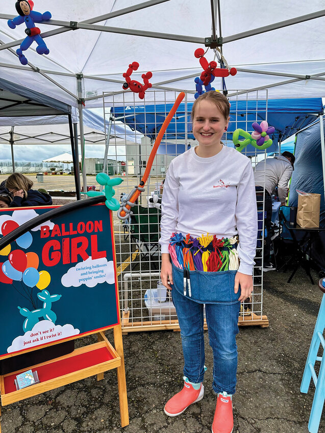 The Children’s Entrepreneur Market program presented 20 booths for children to sell their creations at the Clark Public Utilities Home & Garden Idea Fair in Ridgefield in April. One child sold different balloons, ranging from lightsabers to superheroes, during the event.