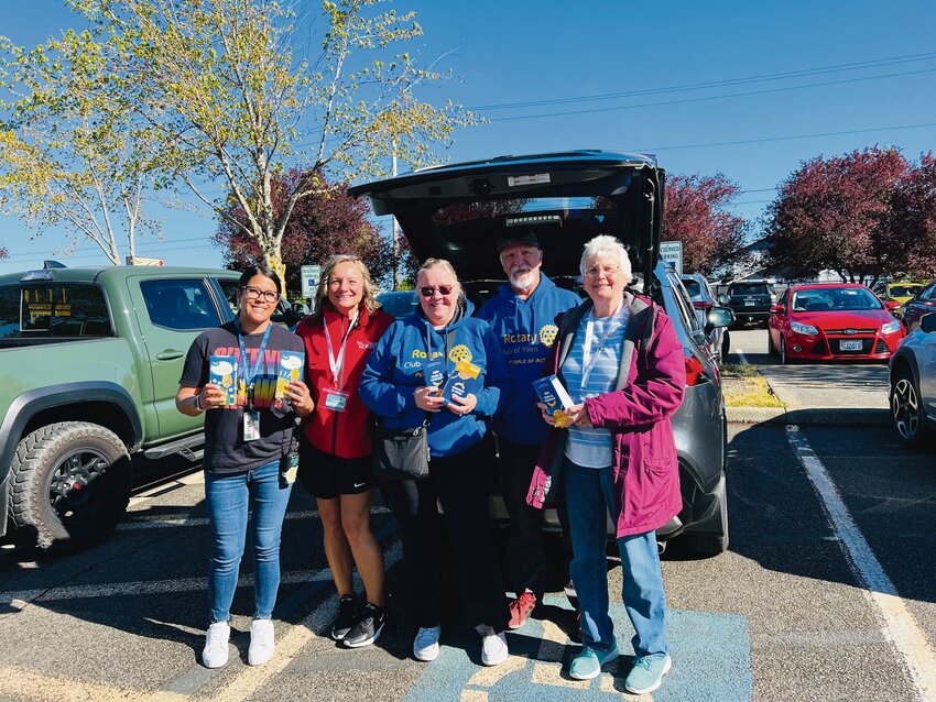 The Rotary Club of Yelm helped distribute the more than 5,000 collected boxes of macaroni and cheese to schools in the Yelm school district.