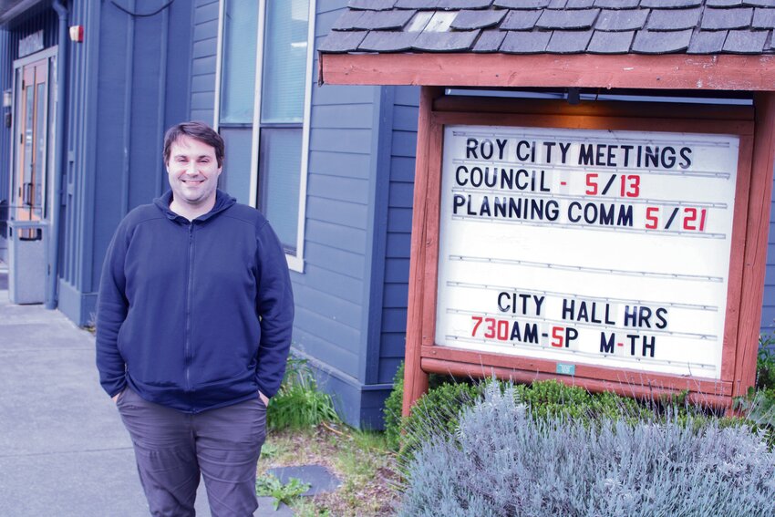 Michael Malek, pictured outside Roy City Hall on May 20, will be taking over as Puyallup's financial analyst after nearly a year as Roy's city clerk-treasurer.