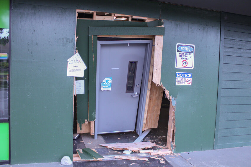 The front entrance of King Cronic was smashed by a car on June 4.