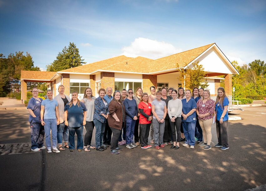 Assured Hospice Centralia staff are pictured outside their facility in 2023.