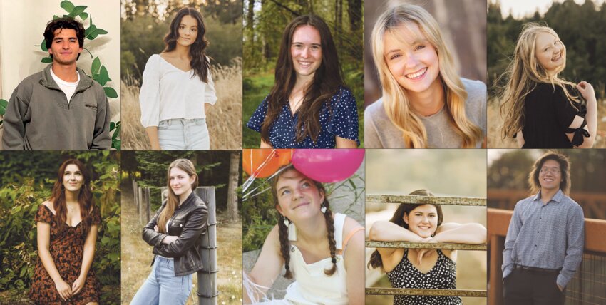 Top row, from left, are Tommy Caperon, Hayden Blanton-Lamping, Grace Oien, Laurel Toynbee and Courtney Pinkerton. Bottom row, from left, are Aspen Goble, Lia Hornby, Ella Young, Brea Tracy and Justin Chung.