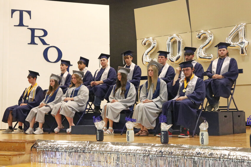 The Pe Ell class of 2024 sits on stage at Pe Ell School during their commencement ceremony on Friday, June 7.