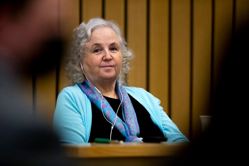 Nancy Crampton Brophy testifies in her trial on Monday, May 16, 2022.