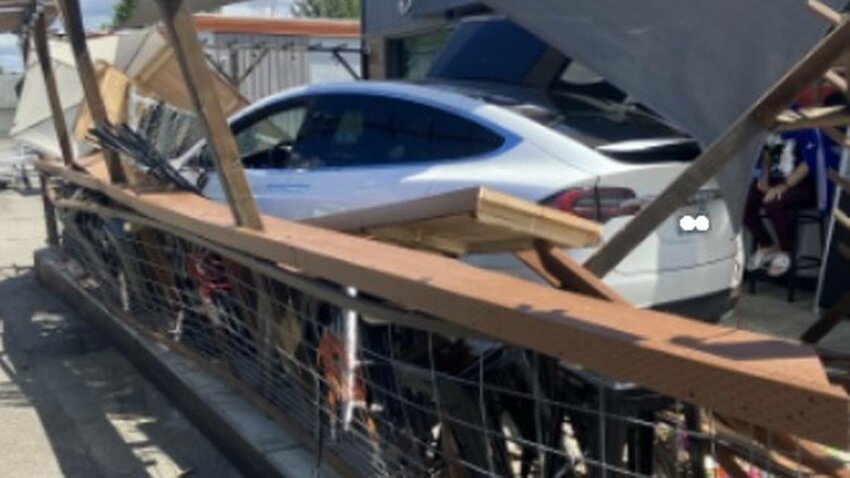 The driver was headed east on Harrison Avenue when police say he lost control and crashed into an outdoor seating area for the Westside Tavern.
