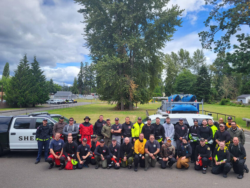 Participants in the June 27 training at the Nisqually River pose for a photo. Nearly 50 participants attended the activity in McKenna, according to TCSO.