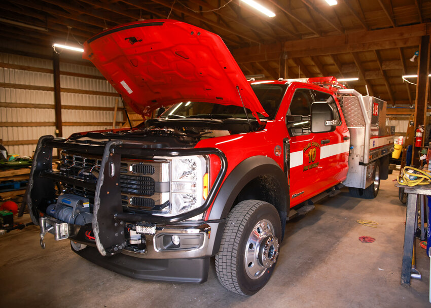 A brush truck for Clark County Fire District 10 currently sits in the shop on Tuesday, July 2, as the upcoming unit is built up from an $80,000 chassis. FD10 builds its own brush units to cut overall costs in half, Chief Gordon Brooks said.