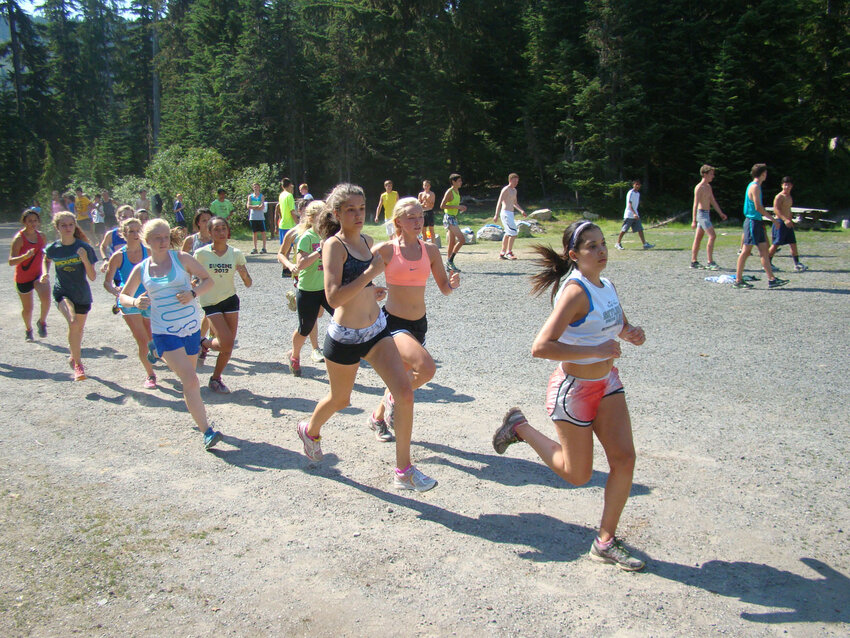 Girls run at the White Pass Cross Country Camp.