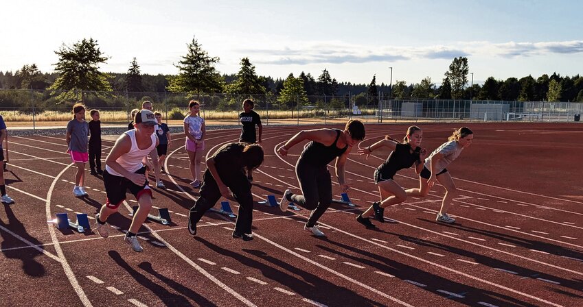Total Sports Development track athletes train on Monday, July 22 at Yelm High School.
