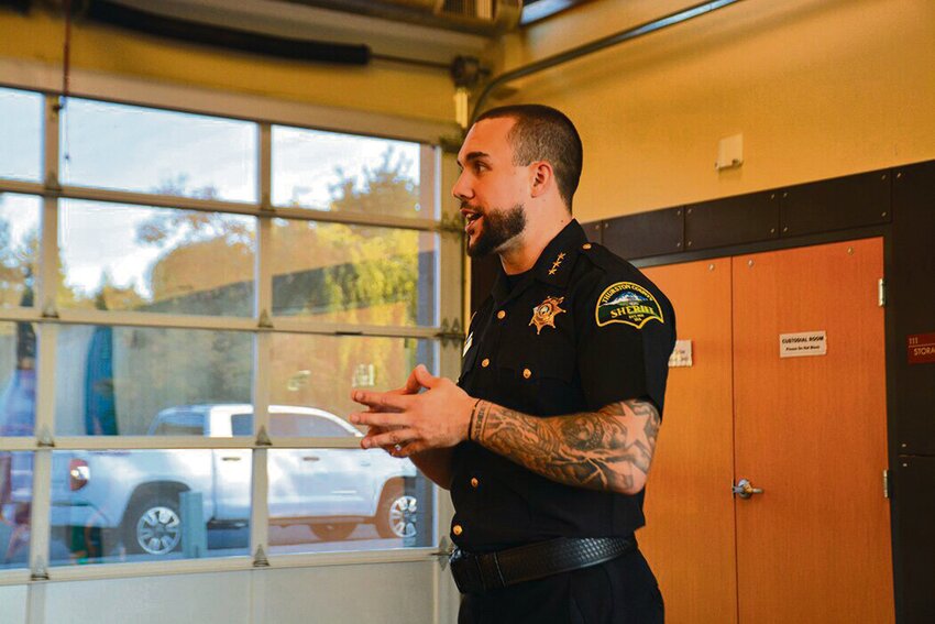 Thurston County Sheriff Derek Sanders held his first town hall meeting as an elected official on Oct. 4, 2023, at the Yelm Community Center.