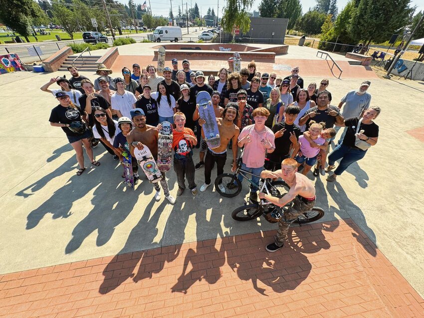 Attendants of the third annual &quot;Skate for Collin&quot; event pose for a photo during the event on Saturday, Aug. 10.