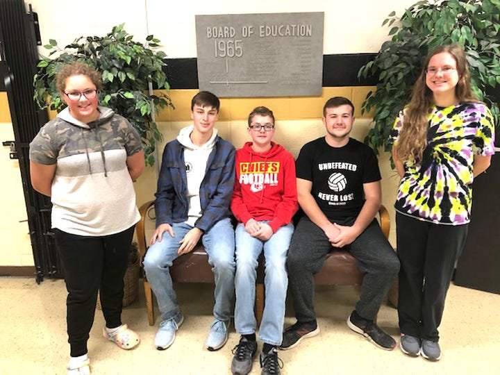 Educators at Northeast R-IV School at Cairo named its Students of the Month for November of 2020. They are Emily Burks of the middle school, Thad Harman of the high school, Reece Robinson of the middle school, Trace Ackley of the high school and Emily Decoske of the high school.